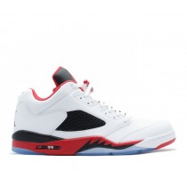 Nike Air Jordan 5 Retro Low pour Homme Chaussures de Basket-ball Blanche/Rouge/Noir 819171-101