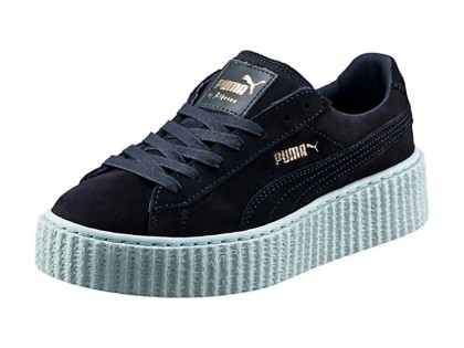 Puma By Rihanna Suede Creepers Peacoat Bleu Unisex Chaussures 361005-05