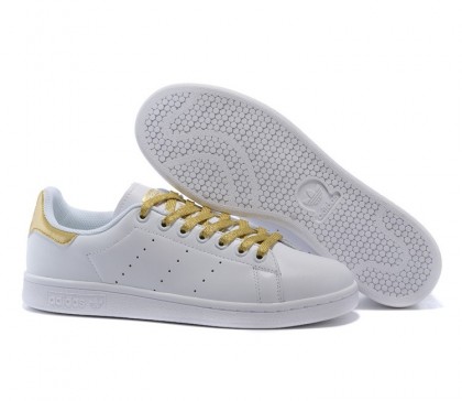 Baskets basses Adidas Originals Stan Smith Blanche/Or Unisex S75106