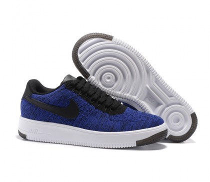 Nike Air Force 1 Flyknit Low Unisex Chaussures Bleu/Noir/Blanche 624041-611