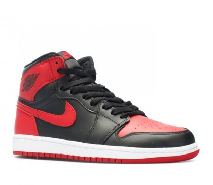 Nike Air Jordan 1 Retro High OG "Bred" Noir/Université Rouge/Blanche Unisex Chaussures de Basket-ball 555088-023