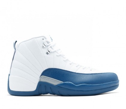 Chaussures de Basket-ball Nike Air Jordan Retro 12 pour Homme Blanche/French Bleu 130690-113