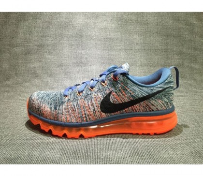 Nike Flyknit Air Max pour Homme Chaussures de course Gris/Bleu/Orange 620469-408
