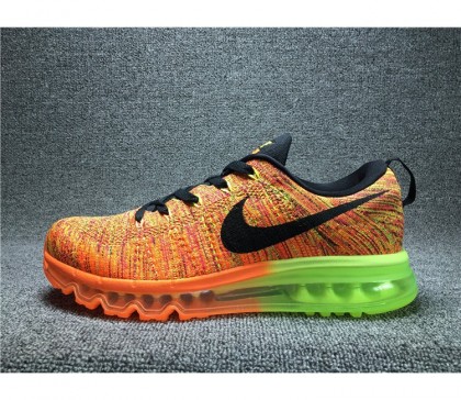 Chaussures de course Nike Flyknit Air Max pour Homme Orange/Noir/Volt 620469-801