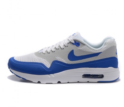 Nike Air Max 1 Ultra Essential Blanche/Bleu/Argenté Homme Chaussures 819476-102