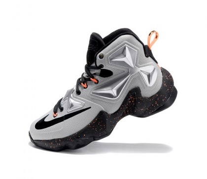 Chaussure de Basket-ball Nike LeBron 13 pour Homme Métallique Argenté/Noir/Orange 807219-003