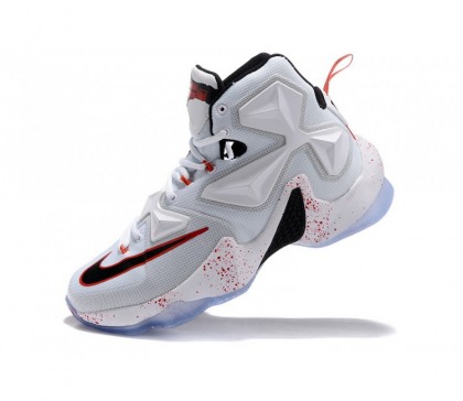 Nike LeBron 13 Blanche/Noir/Université Rouge Homme Chaussure de Basket-ball 807219-106