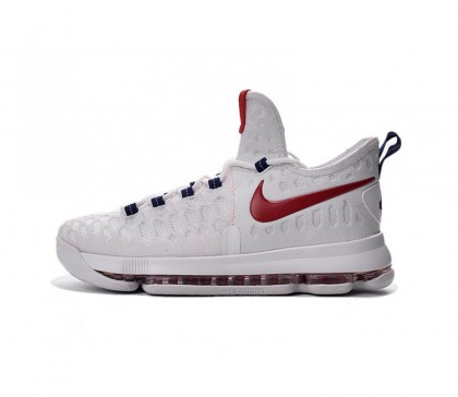 Chaussure de Basket-ball Nike Zoom KD 9 pour Homme Blanche/Université Rouge 843392-160