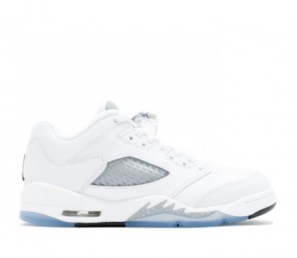 Nike Air Jordan 5 Retro Low GG (GS) pour Homme Chaussures de Basket-ball Blanche/Noir/Loup Gris 819172-122