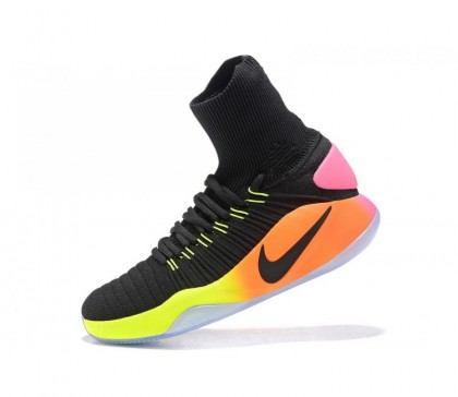 Nike Hyperdunk 2016 Flyknit pour Homme Chaussure de Basket-ball Noir/Volt/Orange/Blanche 843390-017