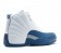 Chaussures de Basket-ball Nike Air Jordan Retro 12 pour Homme Blanche/French Bleu 130690-113